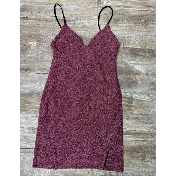 Topshop Crepe Lame’ Bodycon Pink Mini Dress Sz 6 - Picture 2 of 6
